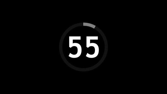 Numbers decreasing in circles against black background with cinematic motion