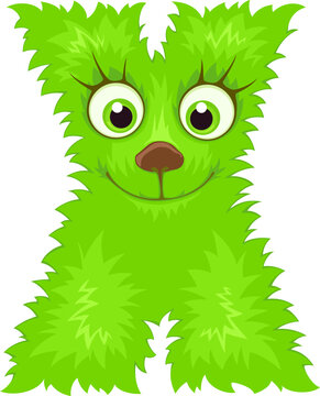 Alphabet letter X. Font of cute monster.	