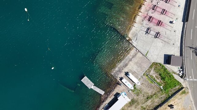 . 第一次産業と自然・美しい入り江と漁船の俯瞰映像 / Primary Industry and Nature Bird's-eye View of Beautiful Cove and Boats