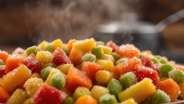 Zoom in on frozen veggies for minestrone.