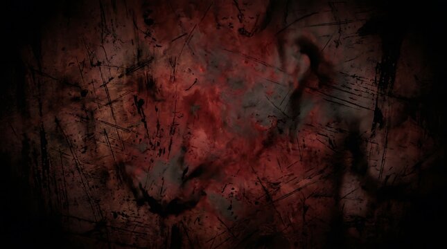 Dark and bloody abstract grunge texture background with scratches and stains.