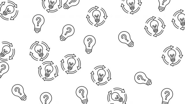 Creative Light Bulb and Circular Arrows Seamless Pattern