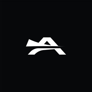 Abstract letter a monogram logo split design isolated on black background