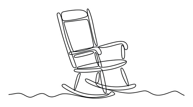 L&iacute;nea continua minimalista de una mecedora cl&aacute;sica