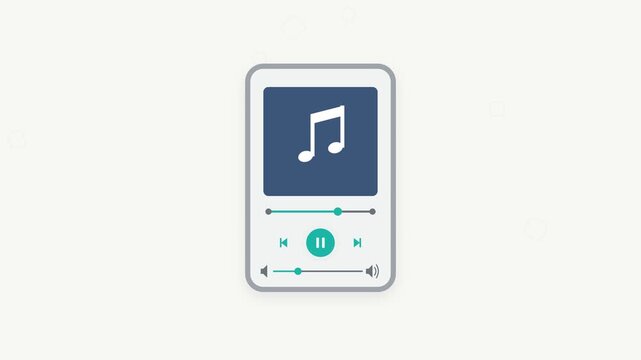 Flat Vector Music Player UI Design with Compact Layout, Simple Buttons and Progress Indicator, Optimized for Mobile Applications, Easy to Use and Recognizable for Audio Playback
