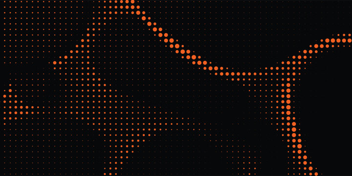 Abstract Orange Halftone Dot Mesh Background with Organic Flow Pattern and Gradient Optical Texture Vector