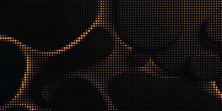 Abstract Orange Halftone Dot Mesh Background with Organic Flow Pattern and Gradient Optical Texture Vector