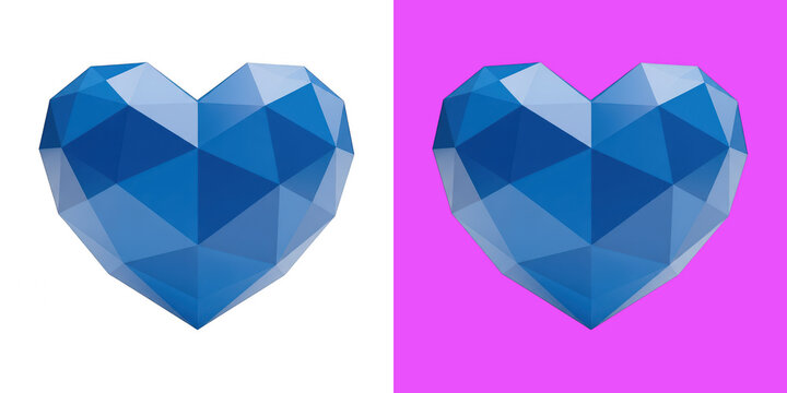 Blue low poly geometric heart shape graphic resource