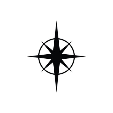Black north star compass symbol icon isolated on white background with isolated