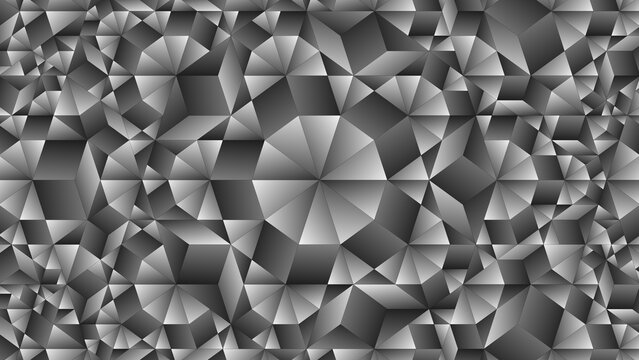 Monochrome geometric polygon pattern background with metallic gradient texture