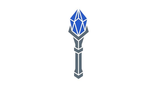 Blue crystal staff logo design with geometric shapes