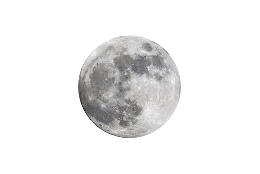 Glowing full moon with clear surface details including impact craters, lunar plains, and natural satellite features.