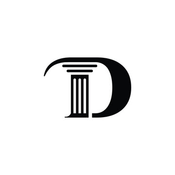 Letter d initial logo design featuring a classical roman architectural pillar