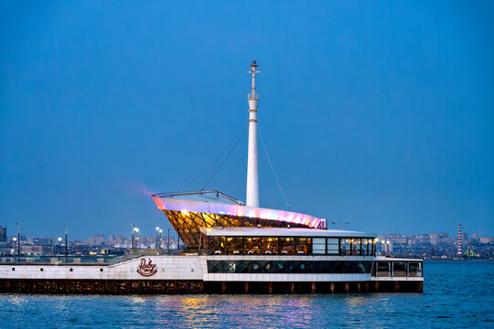 Ruby 360 Floating Restaurant Baku Boulevard Night