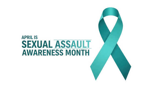 Teal ribbon symbol for sexual assault awareness month design element isolated on transparent background
