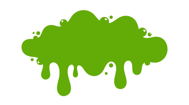 Green slime splatter drip stain isolated on white background