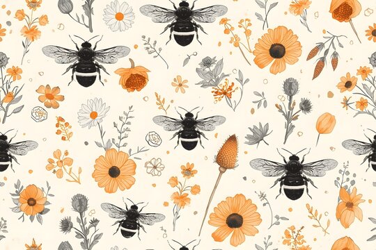 Cute bee pattern background design