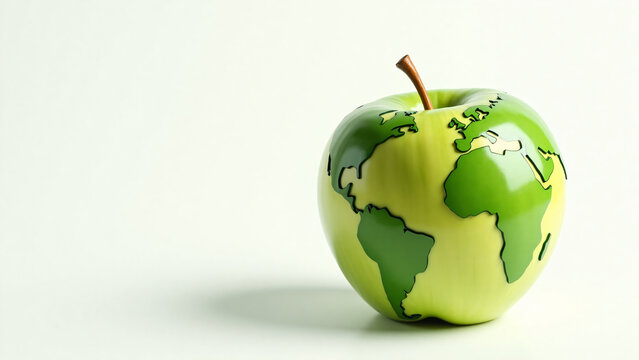 Earth Apple with Continents for Marketing Text