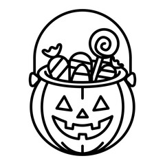 halloween candy bucket line icon with editable stroke © Arta