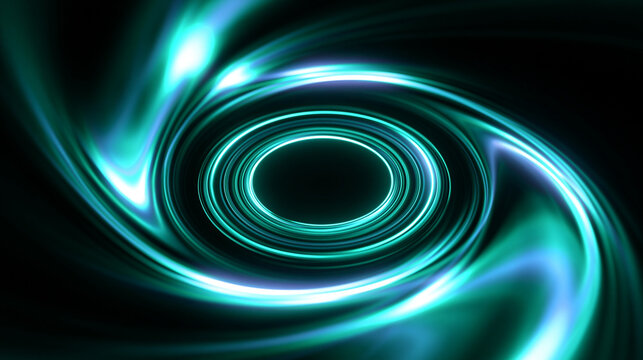 Abstract Glowing Spiral Portal with Turquoise Light