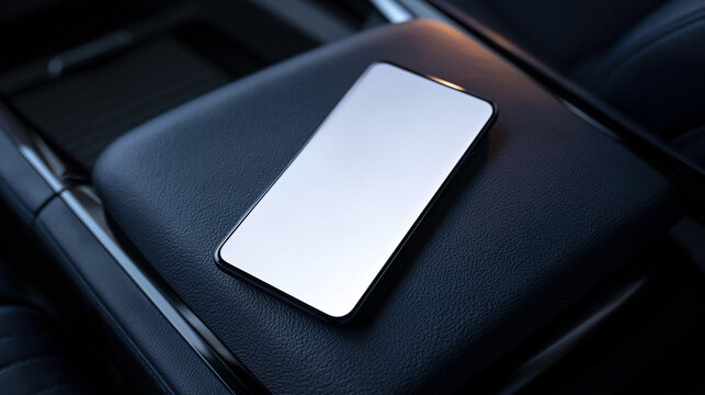 Smartphone with Blank White Screen on Car Seat