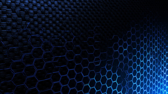 Blue Neon Hexagon Pattern Digital Technology Background