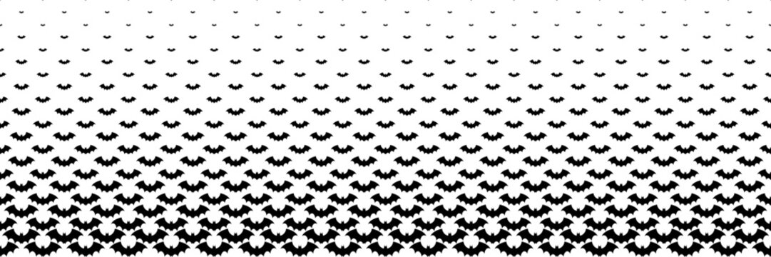 horizontal halftone of black bat shadow for pattern and background.