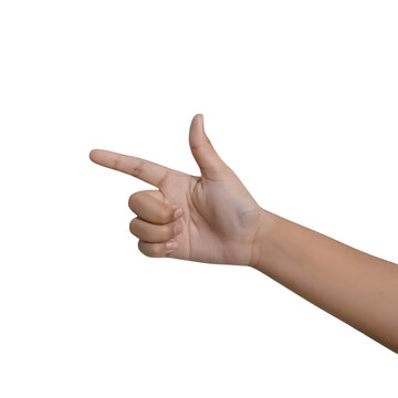 Human hand making a pointing gesture with index finger