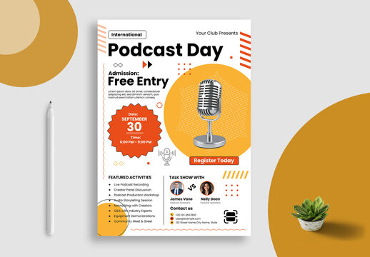 Podcast Day Event Flyer Template