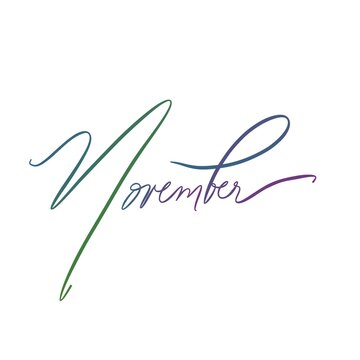Elegant November Calligraphy Lettering with Decorative Swirls