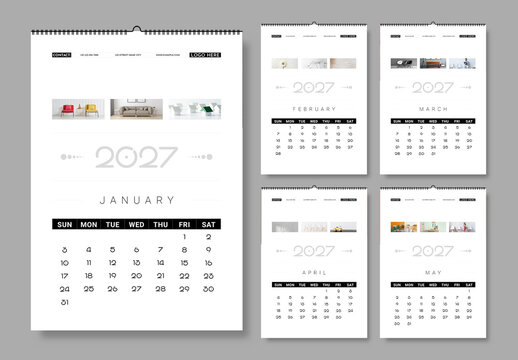Clean Calendar Template 2027