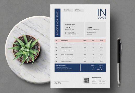 Clean Professional Business Invoice Template with Corporate Billing Layout