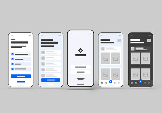 Modern Mobile App Wireframe UI Kit
