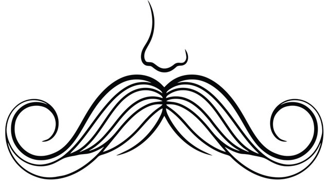 L&iacute;nea minimalista de un bigote y nariz cl&aacute;sicos de manillar