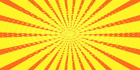 Fototapeta premium Dynamic anime explosion background with radial comic speed lines and halftone dots - bright burst effect radiating from center for manga panels, action scenes, superhero graphics or retro pop art.