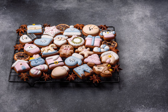 Gingerbread as a Christmas staple, sweet biscuits for the holiday. Gingerbread as a background