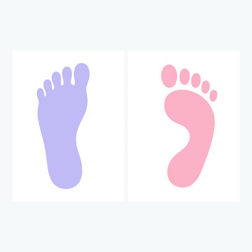 Minimalist Pink and Purple Human Footprint Vector Illustration Set