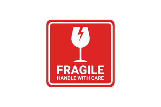 Fragile Handle With Care Red Square Warning Label Icon