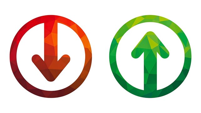 Up and down arrow icons representing increase decrease and business direction concepts