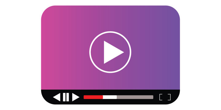 Purple media player button with white play and controls