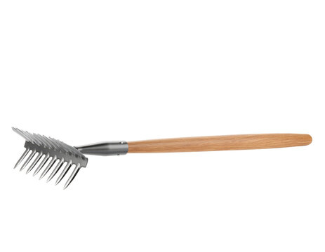 Garden rake tool on transparent background with isolated cutout view