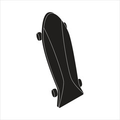 Black silhouette of a classic skateboard deck with skateboard © Shakil