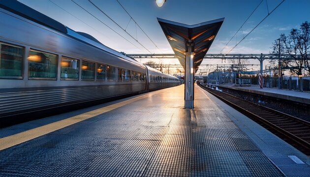 stockholm commuter train in the evening empty platform just before departure