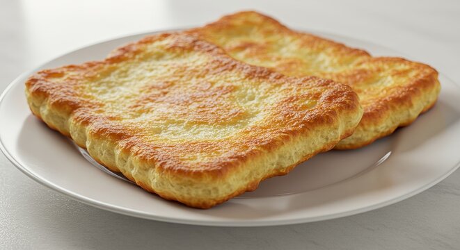 Golden brown crispy hash brown potato patties served on a white plate.