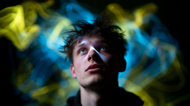 Man Looking Upward With Wonder and Amazement