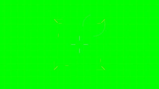 Minimalist yellow corner brackets on a vibrant chroma key green background