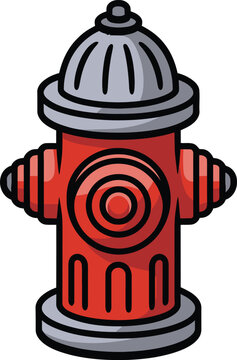 A red fire hydrant with a silver top on a white background