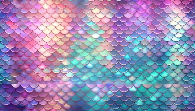 teal purple and pink pastel colorful sparkling mermaid scales seamless pattern