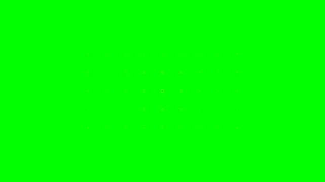 A grid of yellow rounded squares against a vibrant chroma key green background
