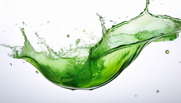 green water splash energy drink splash on white background